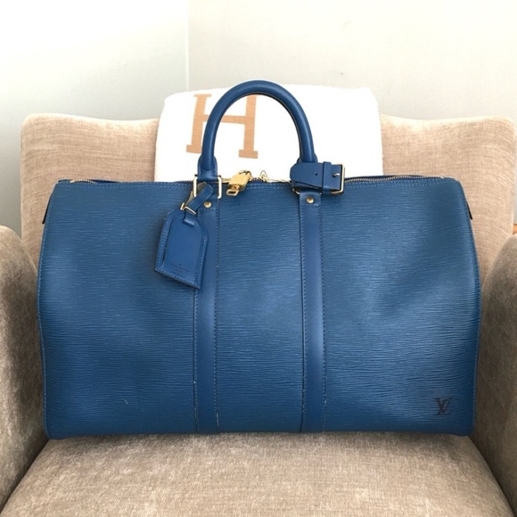 Authentic Louis Vuitton unisex Keepall 45 travel bag blue Epi leather - Picture 1 of 16